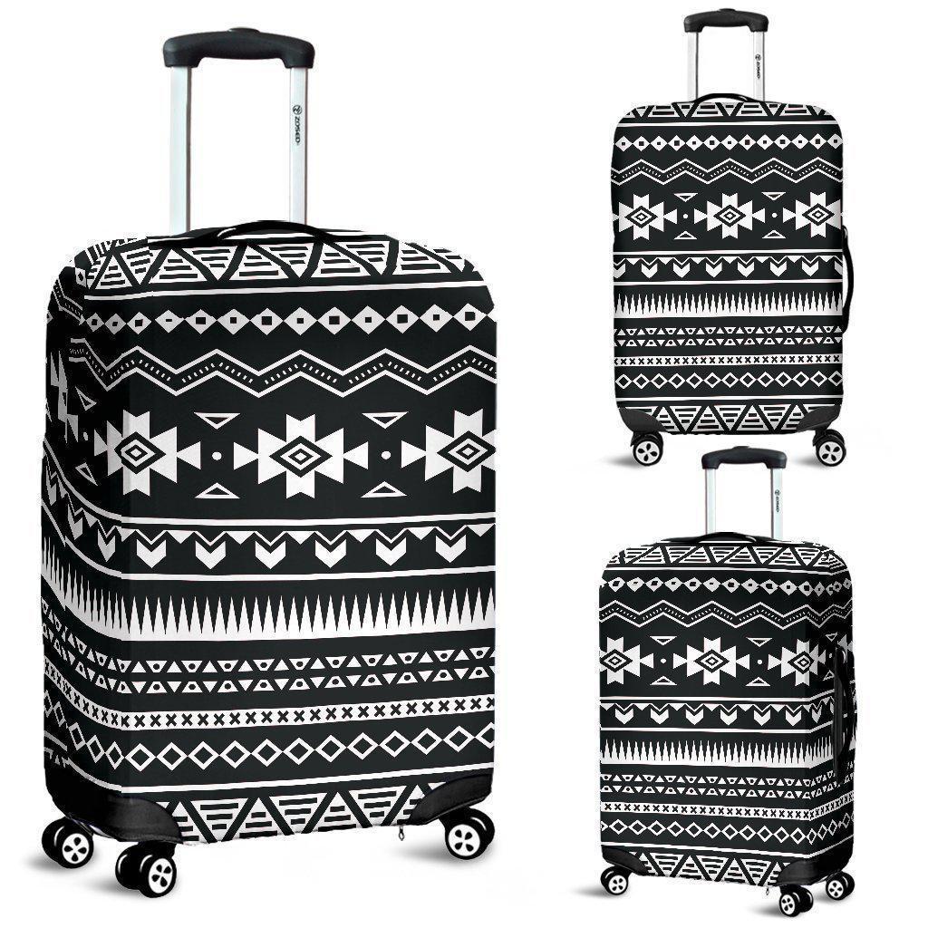 Black And White Aztec Pattern Print Luggage Cover GearFrost