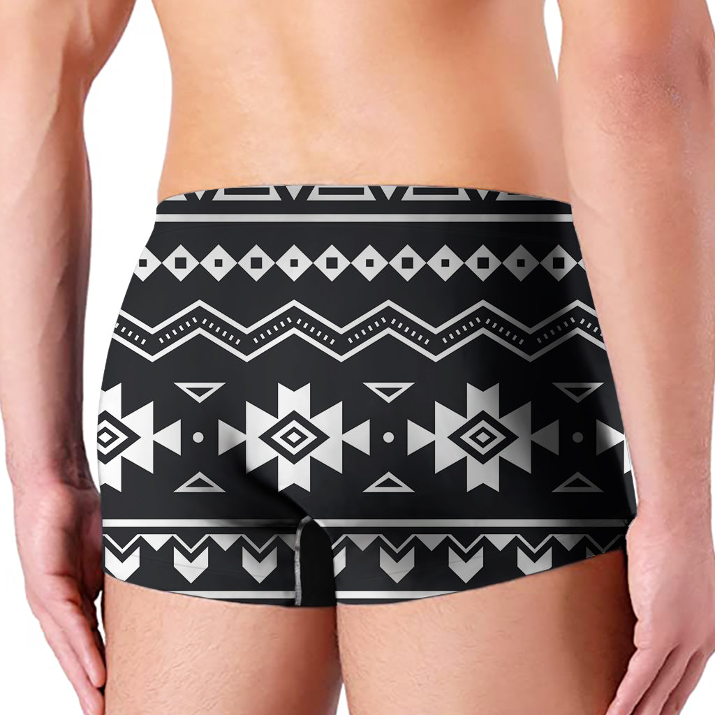 Black And White Aztec Pattern Print Men's Boxer Briefs