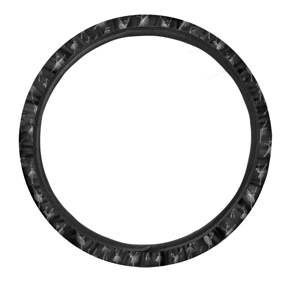 Black And White Ballet Pattern Print Car Steering Wheel Cover