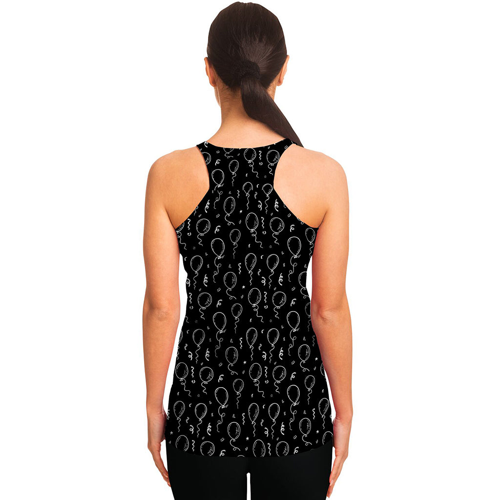 Black And White Balloon Pattern Print Women's Racerback Tank Top