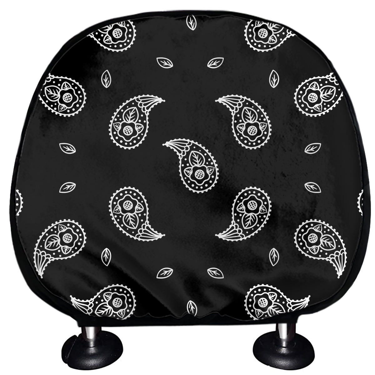 Black And White Bandana Print Car Headrest Covers