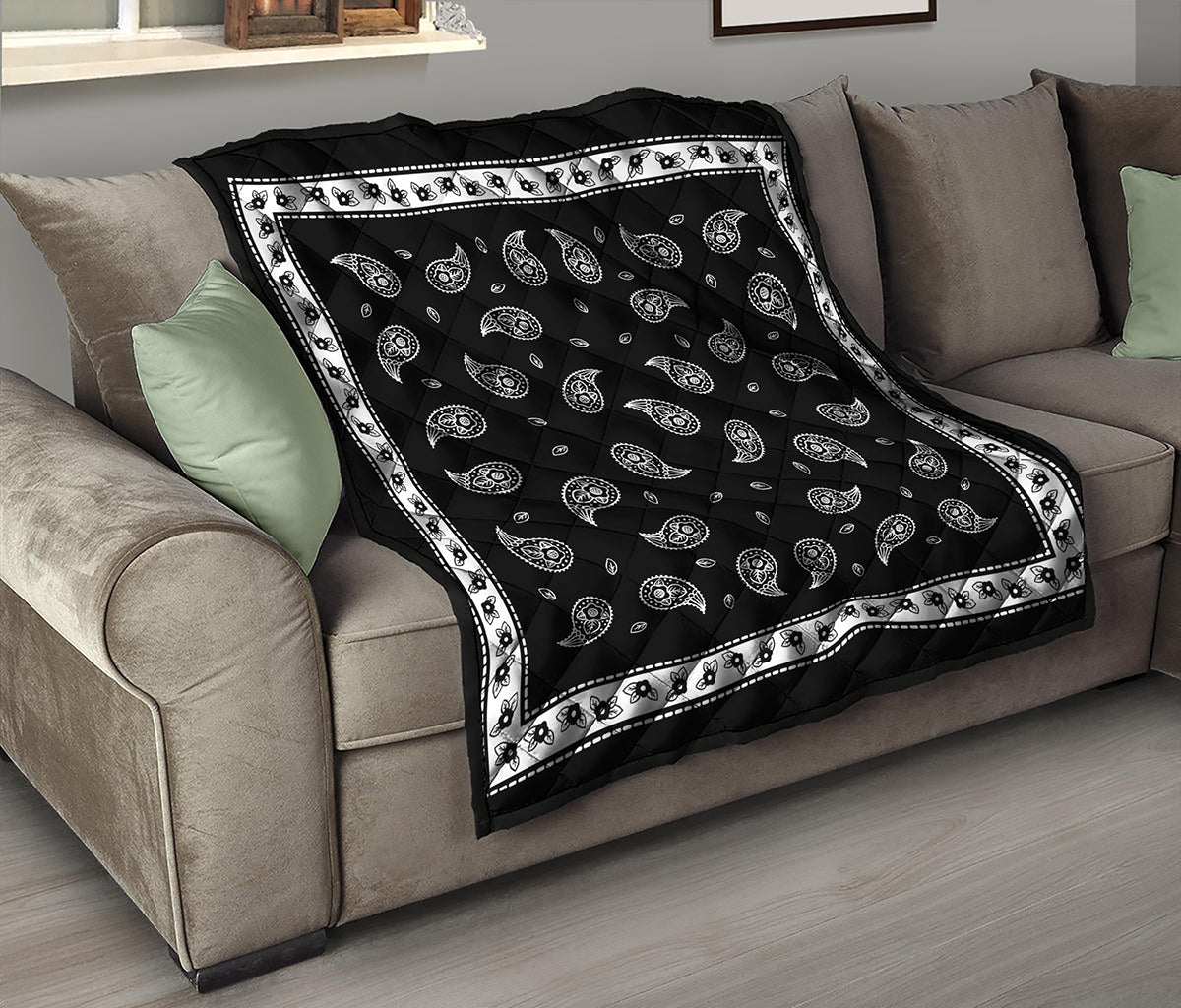 Black And White Bandana Print Quilt
