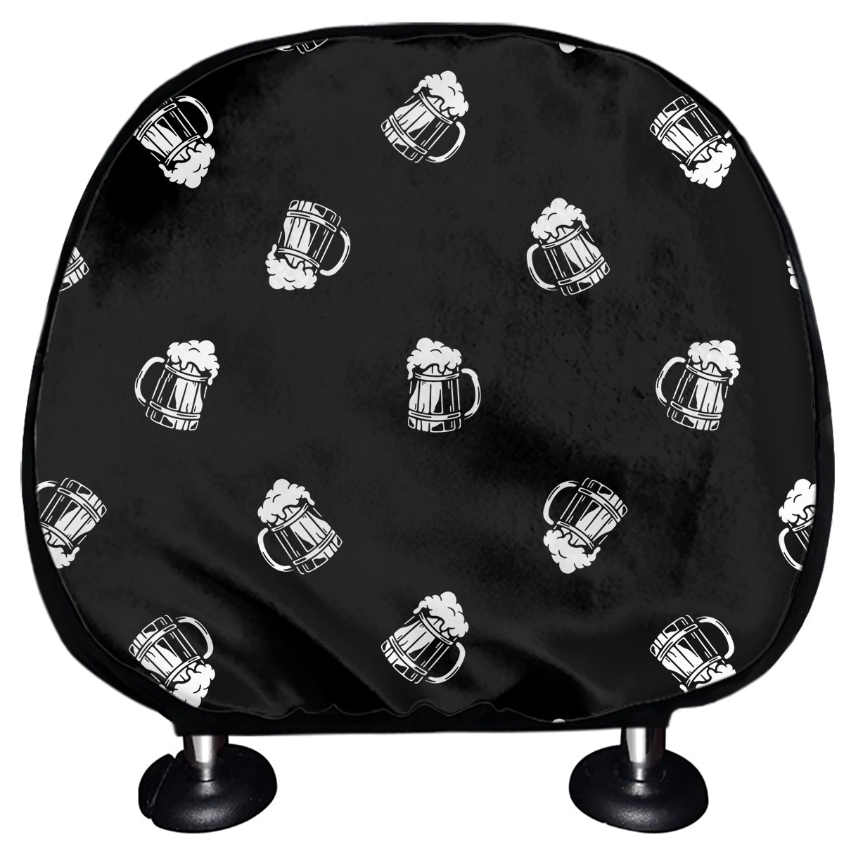 Black And White Beer Pattern Print Car Headrest Covers