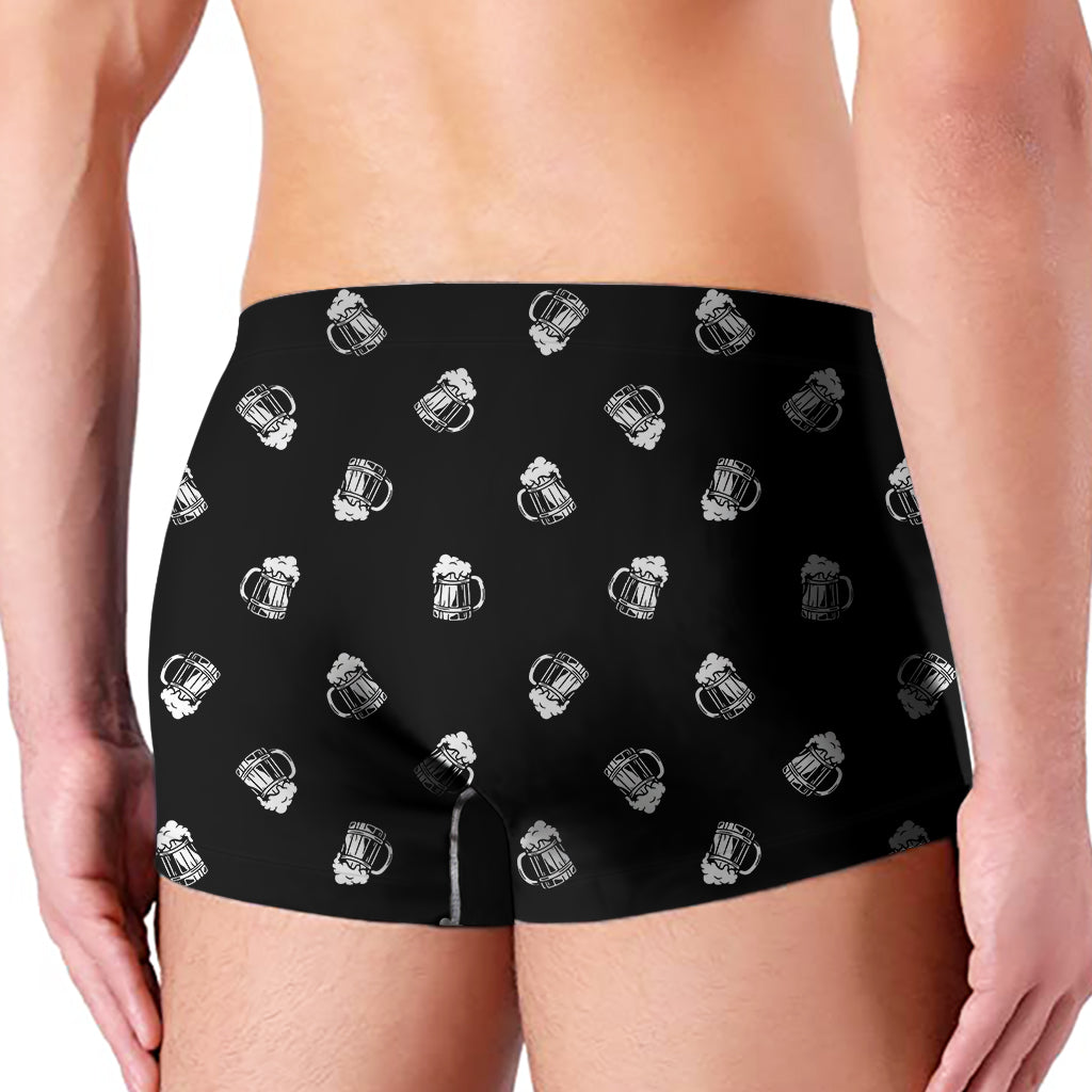Black And White Beer Pattern Print Men's Boxer Briefs