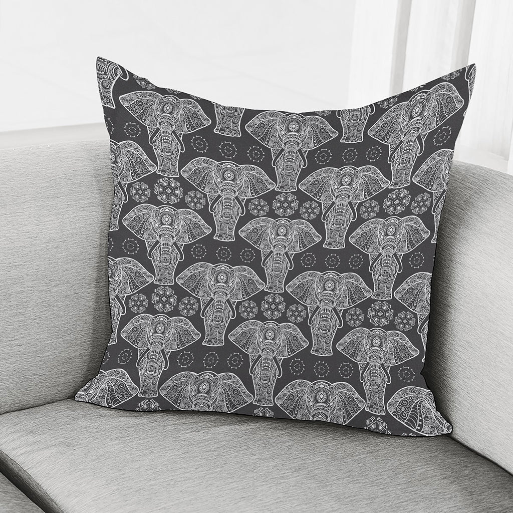 Black And White Boho Elephant Print Pillow Cover
