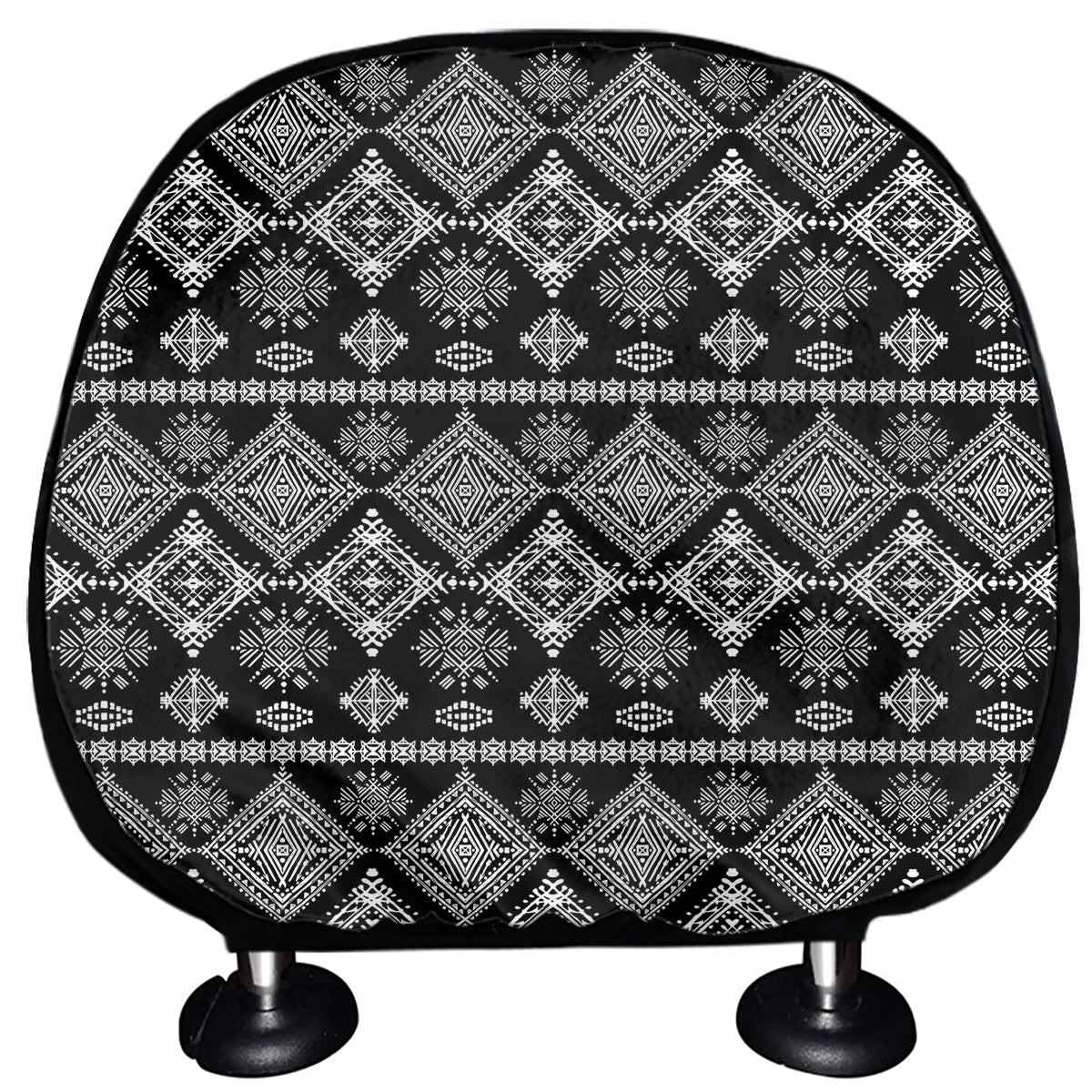 Black And White Boho Tribal Print Car Headrest Covers