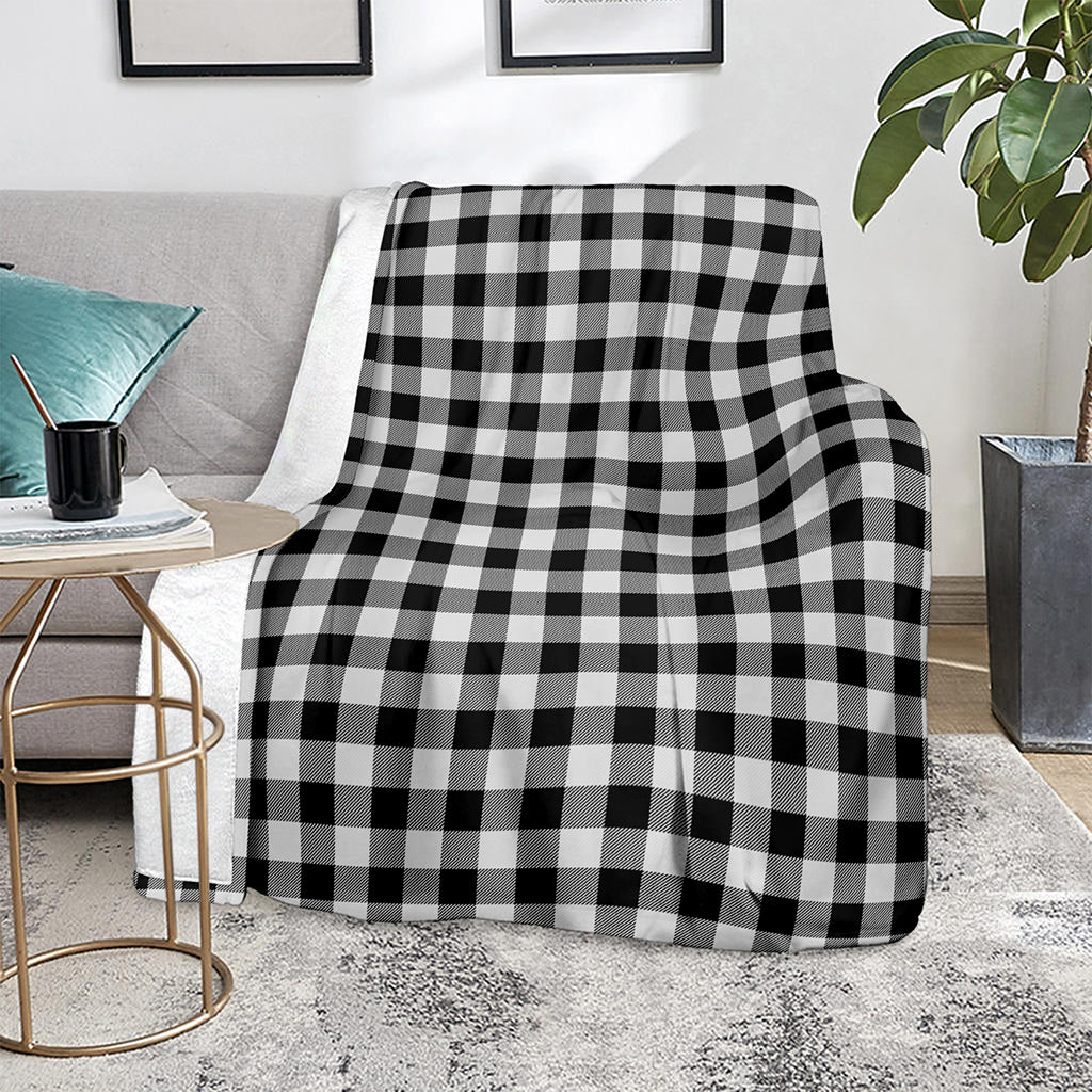Black And White Buffalo Plaid Print Blanket