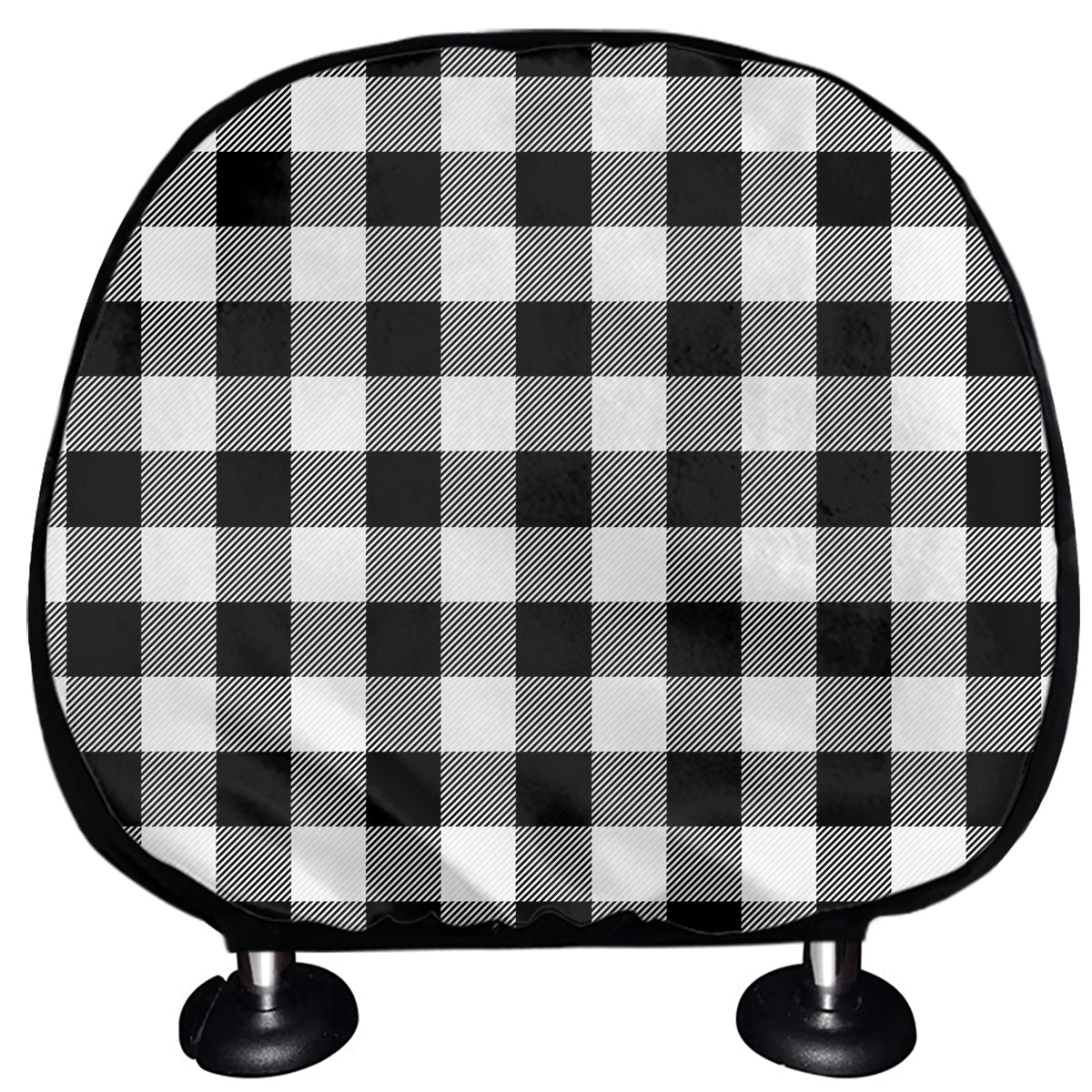 Black And White Buffalo Plaid Print Car Headrest Covers
