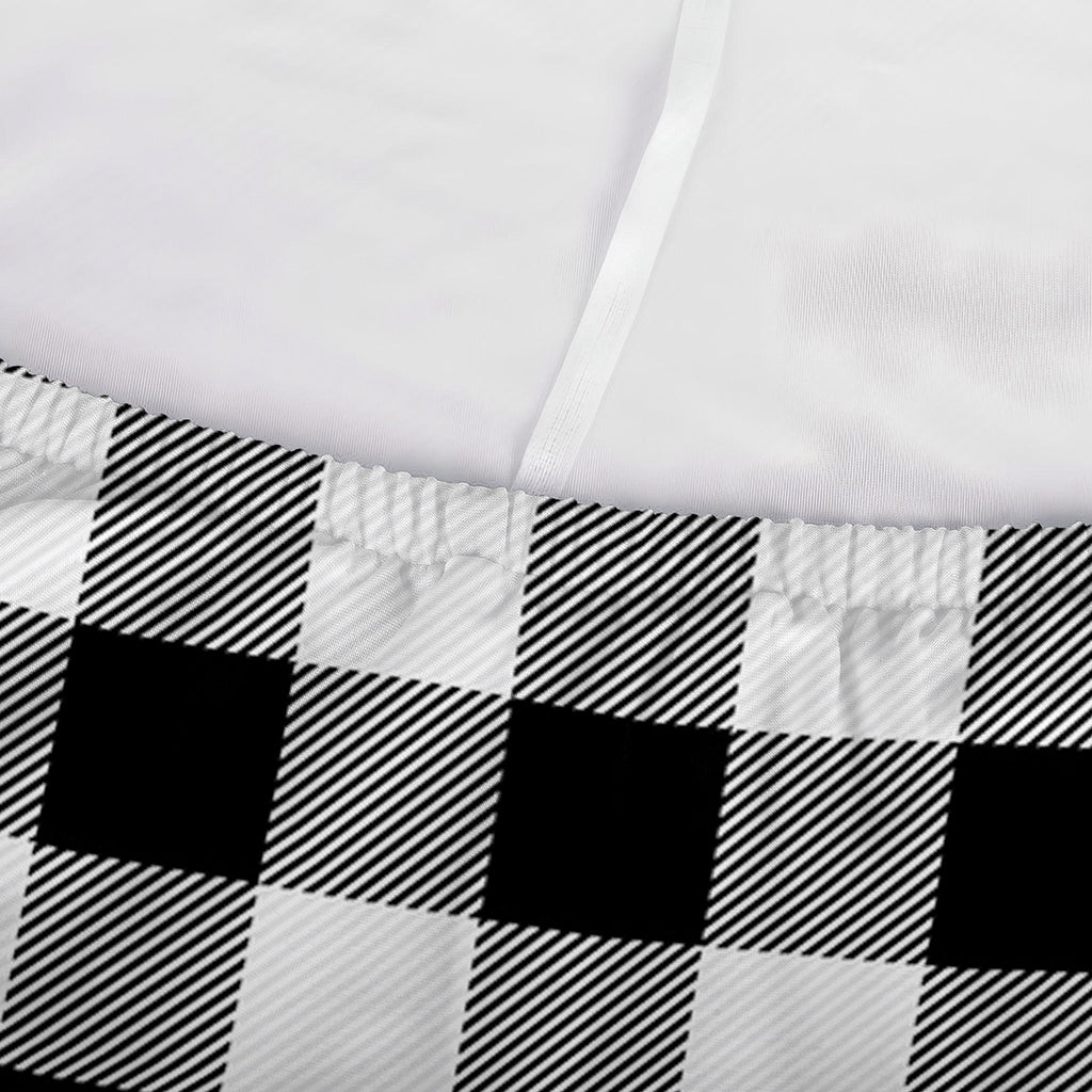 Black And White Buffalo Plaid Print Sofa Cover