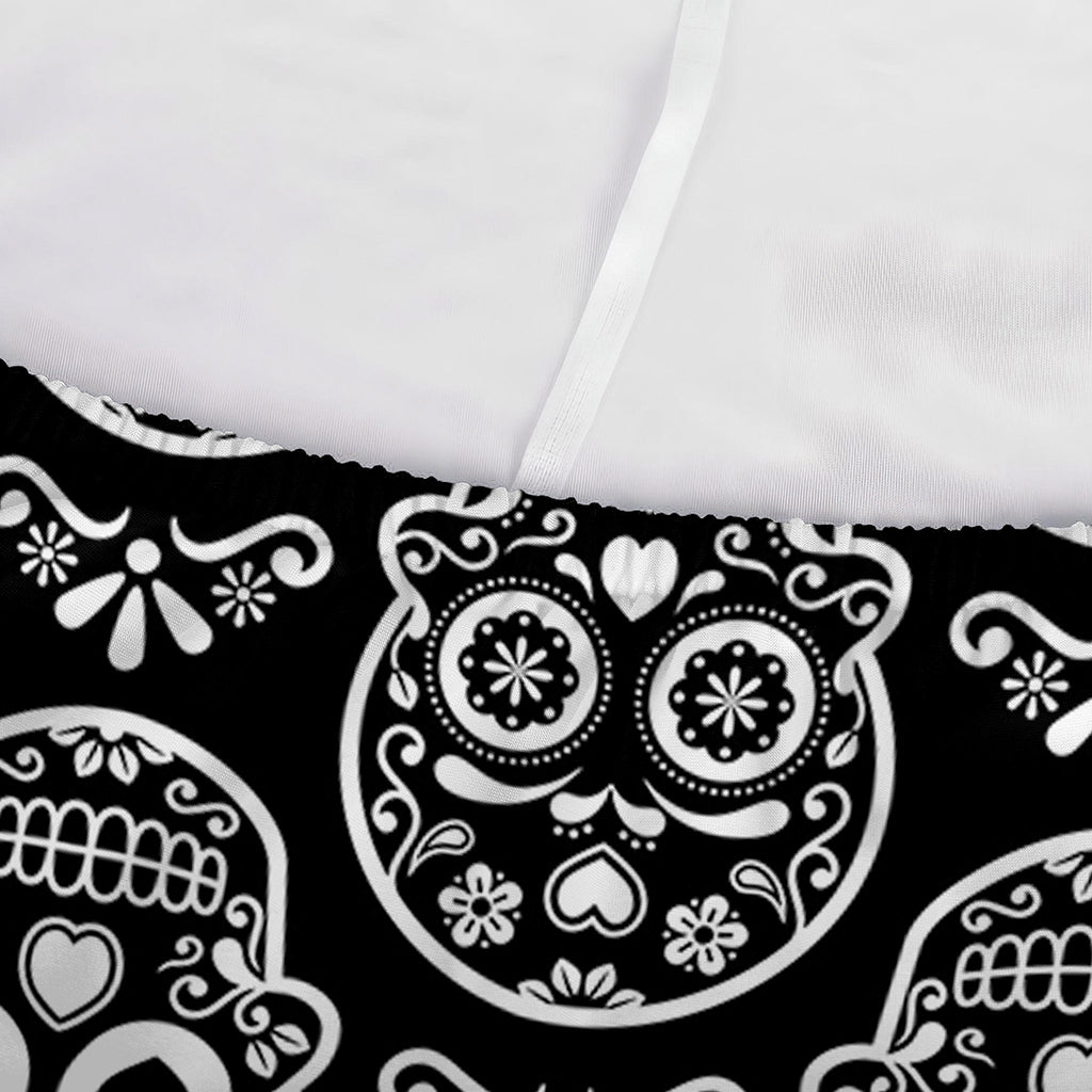 Black And White Calavera Skull Print Sofa Cover