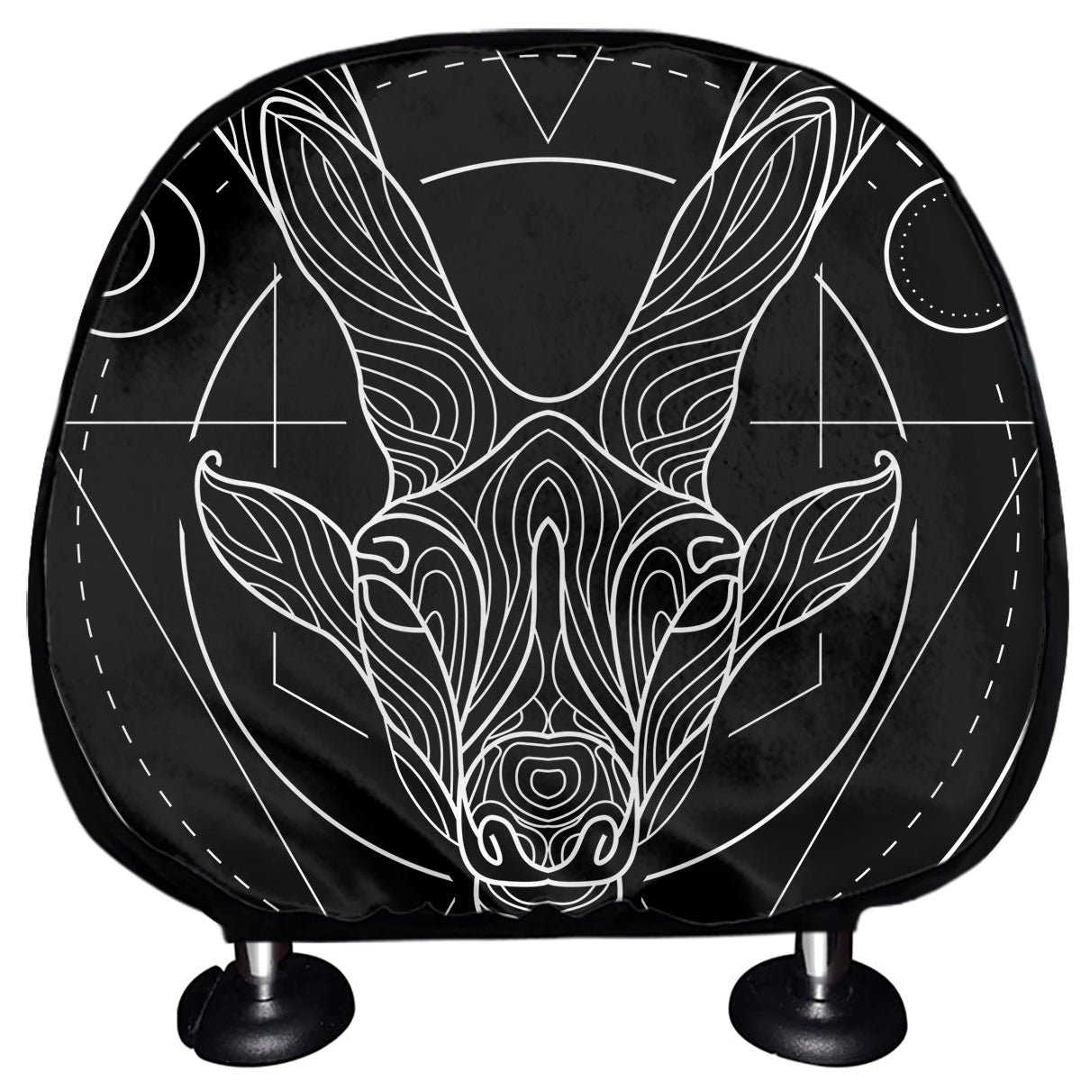 Black And White Capricorn Sign Print Car Headrest Covers