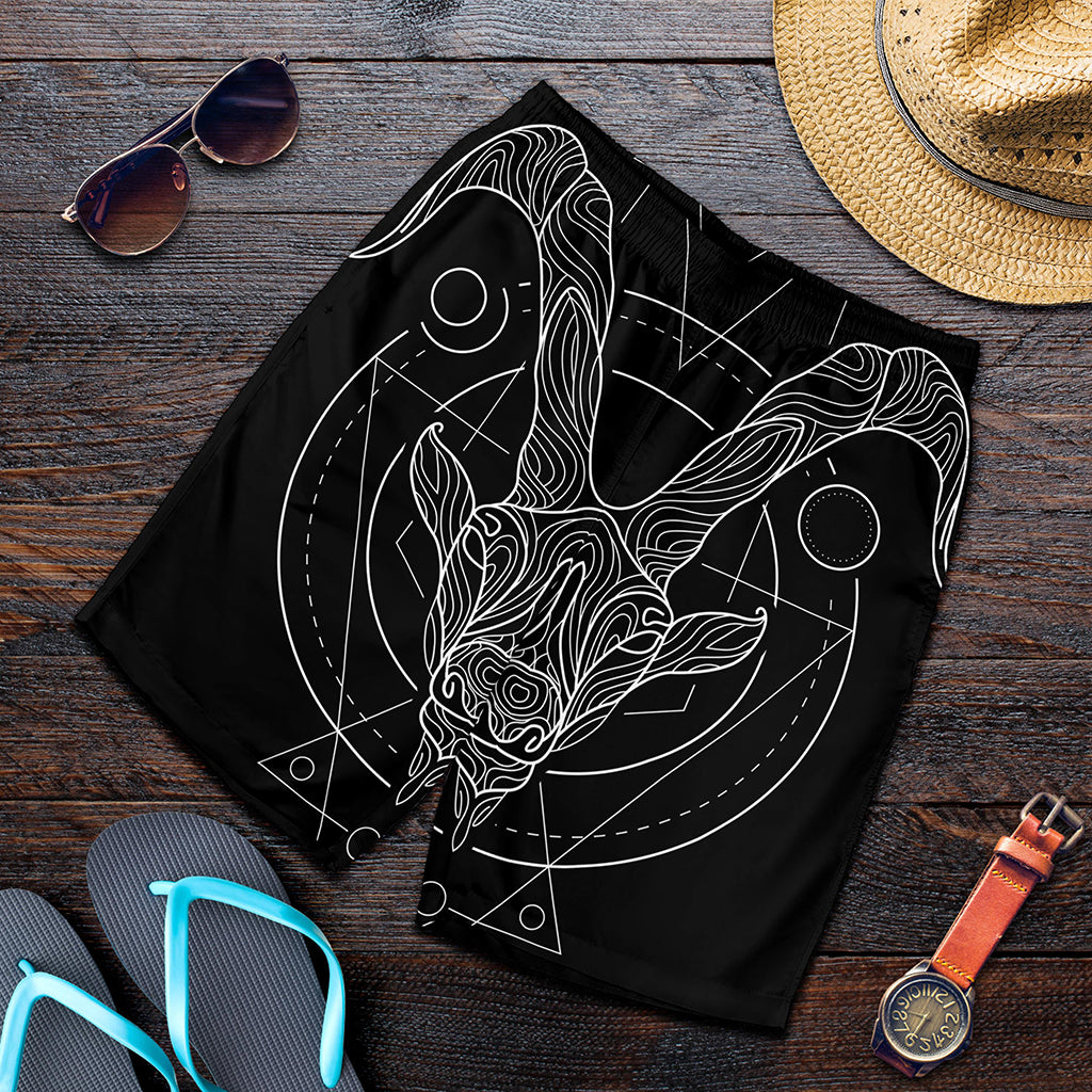Black And White Capricorn Sign Print Men's Shorts