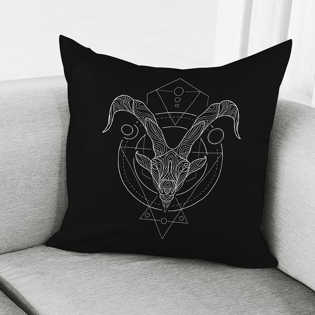 Black And White Capricorn Sign Print Pillow Cover