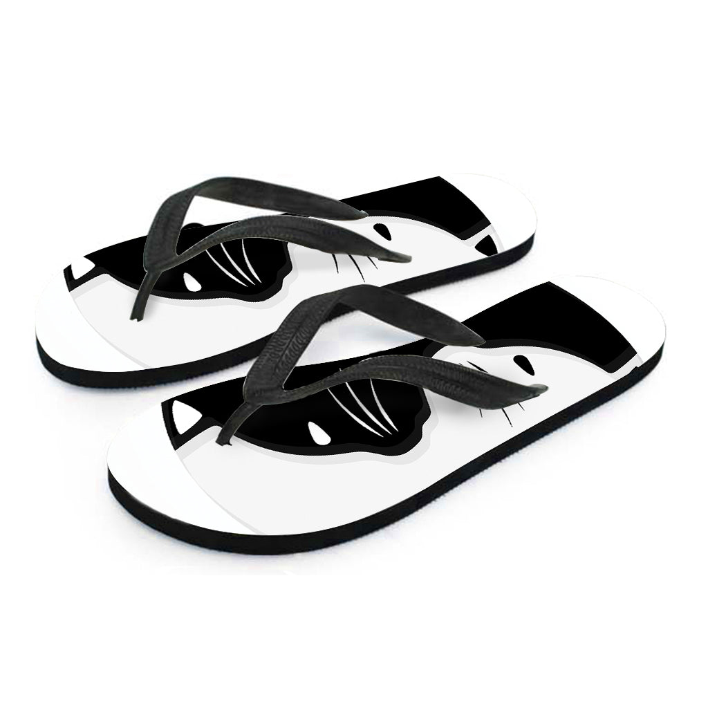 Black And White Cat Yin Yang Print Flip Flops