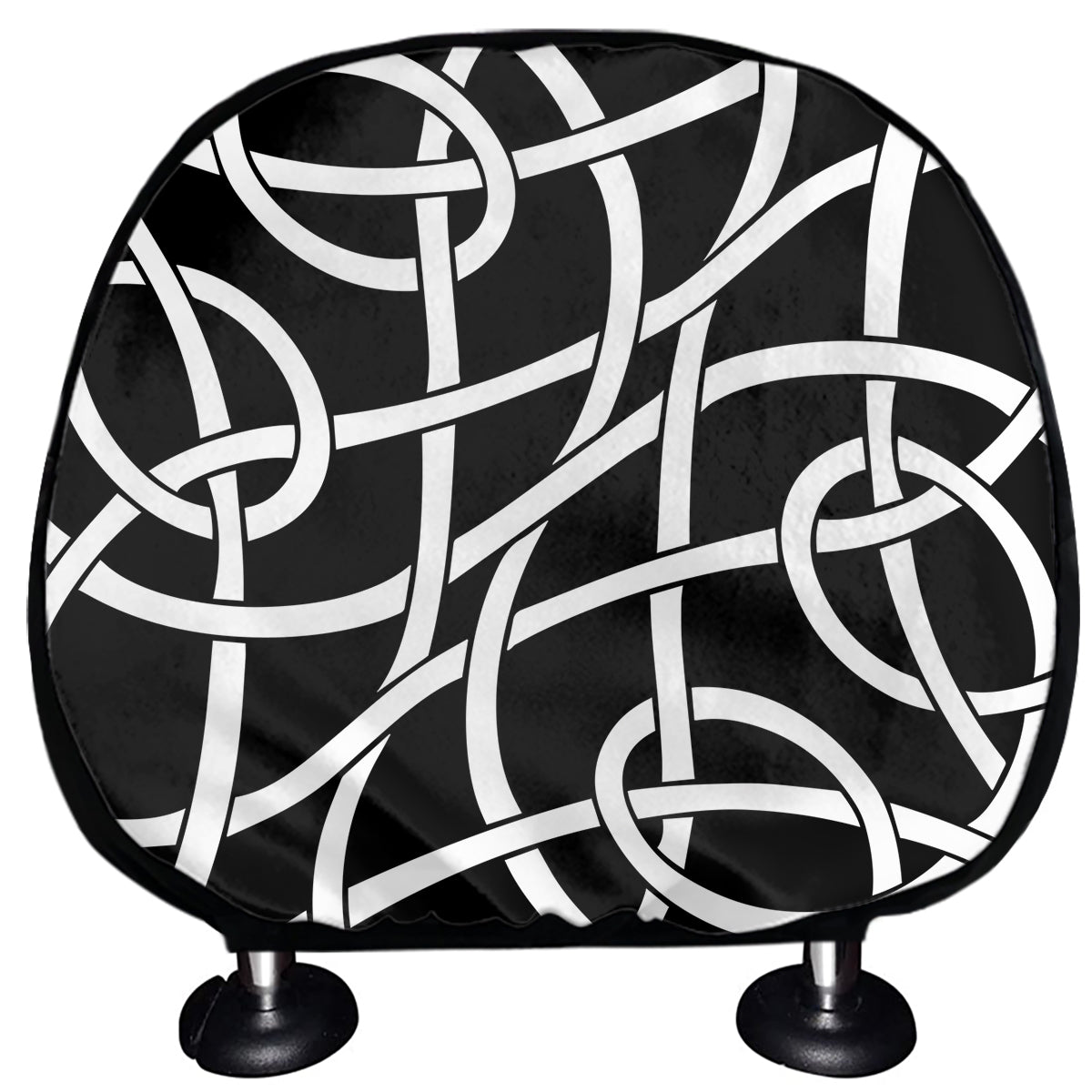 Black And White Celtic Knot Print Car Headrest Covers