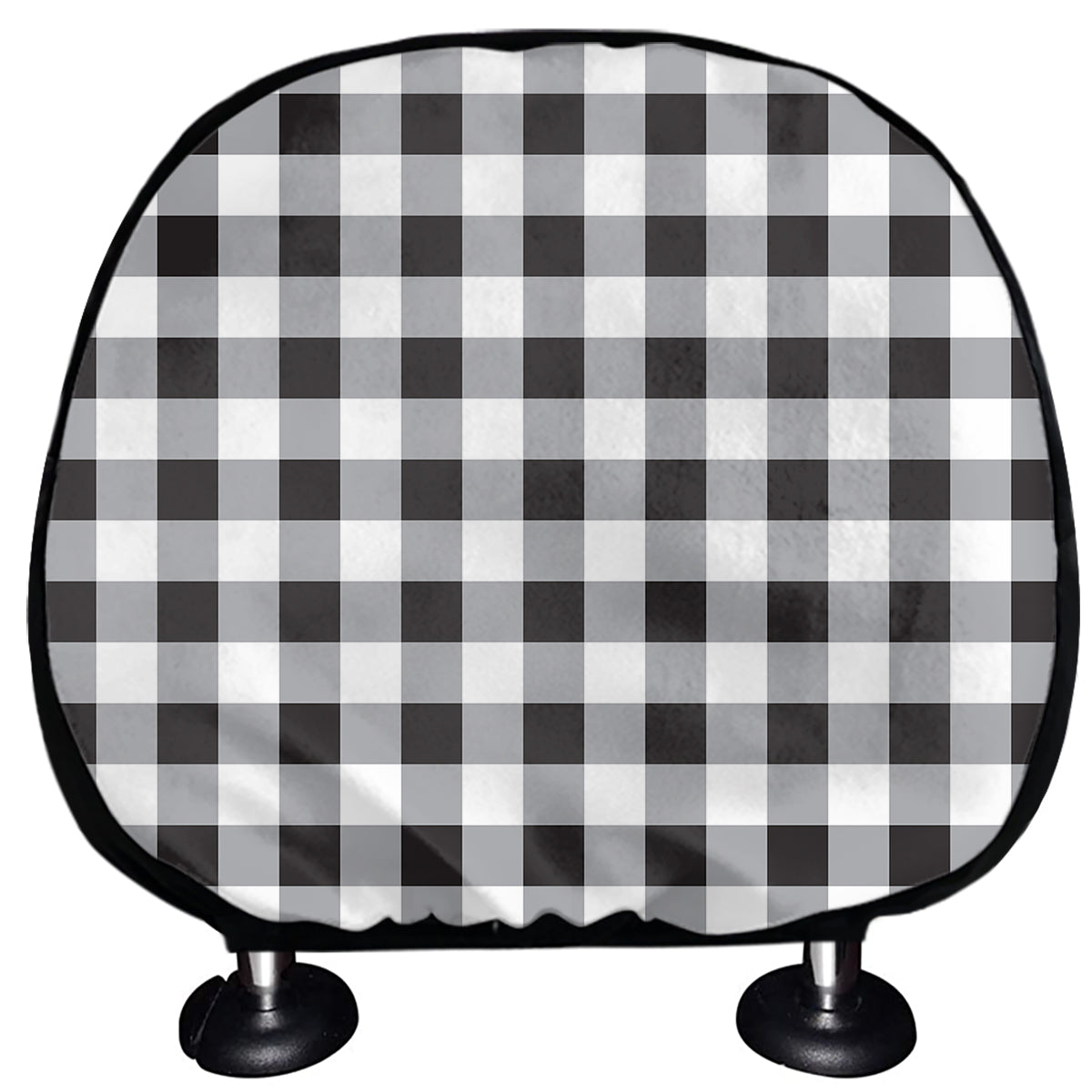 Black And White Check Pattern Print Car Headrest Covers