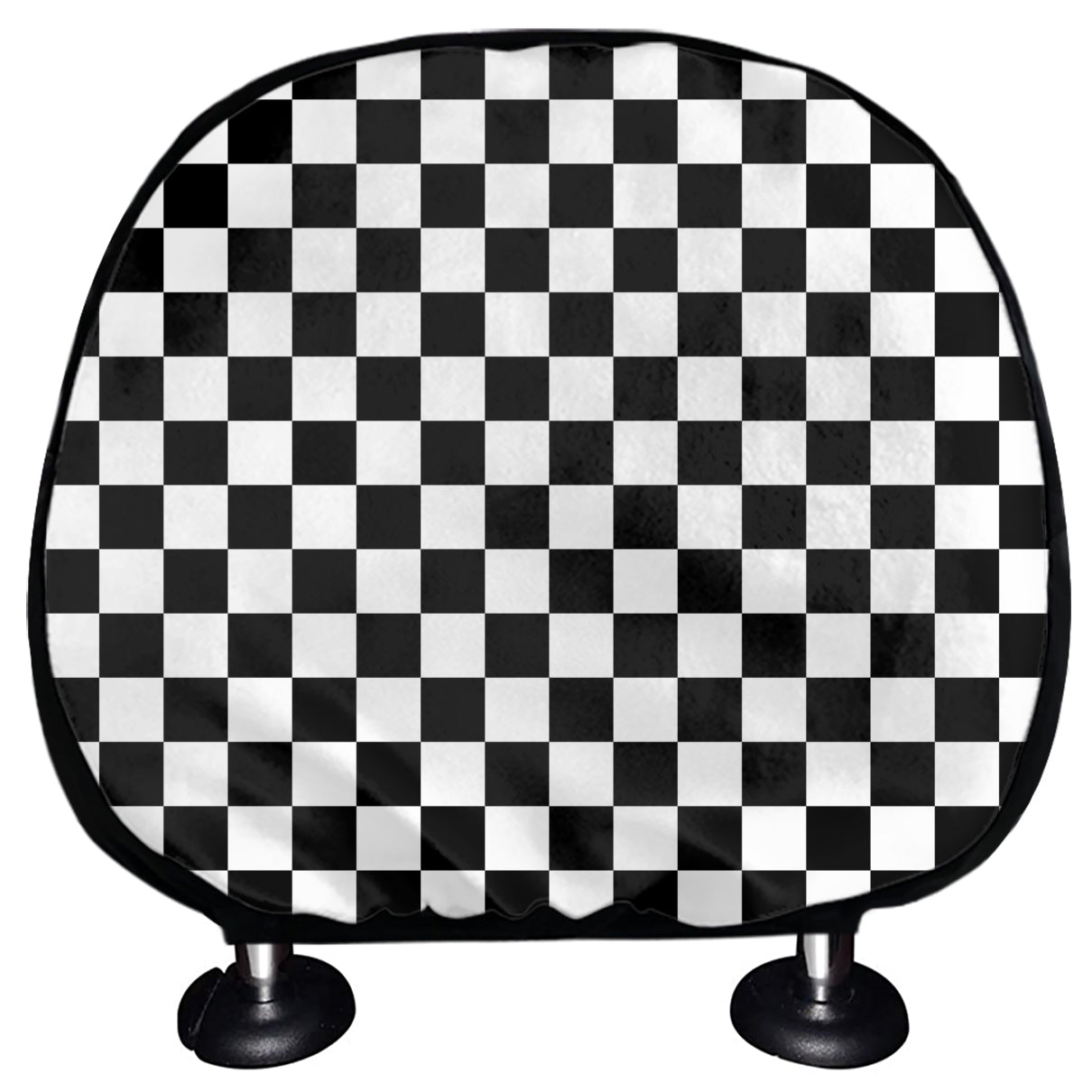 Black And White Checkered Pattern Print Car Headrest Covers