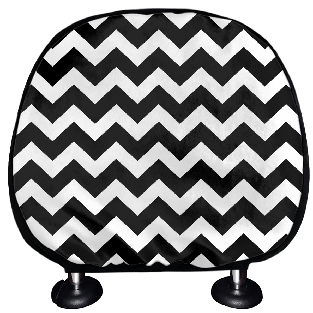Black And White Chevron Pattern Print Car Headrest Covers