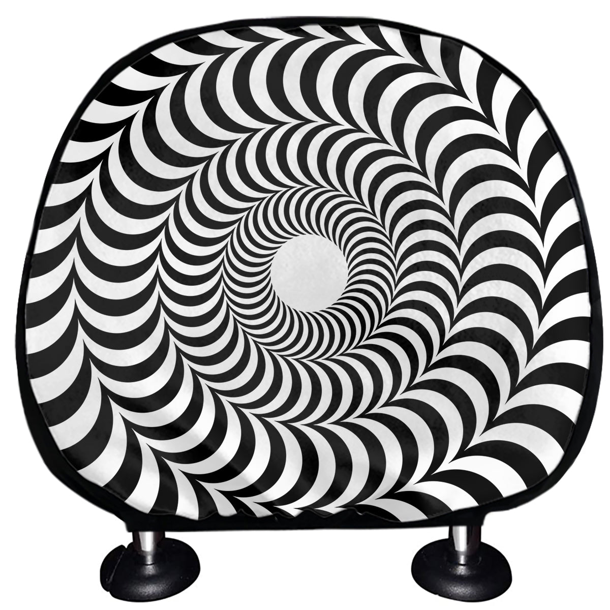 Black And White Circle Illusion Print Car Headrest Covers
