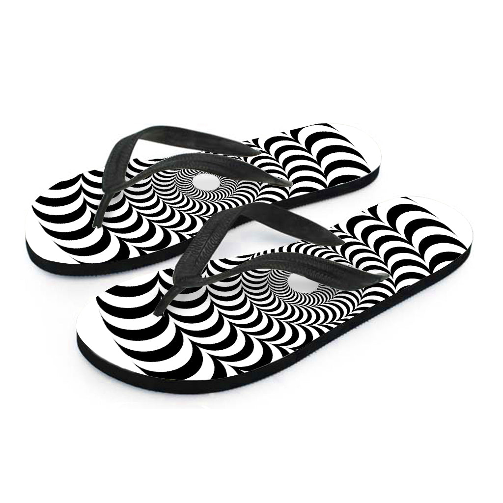 Black And White Circle Illusion Print Flip Flops