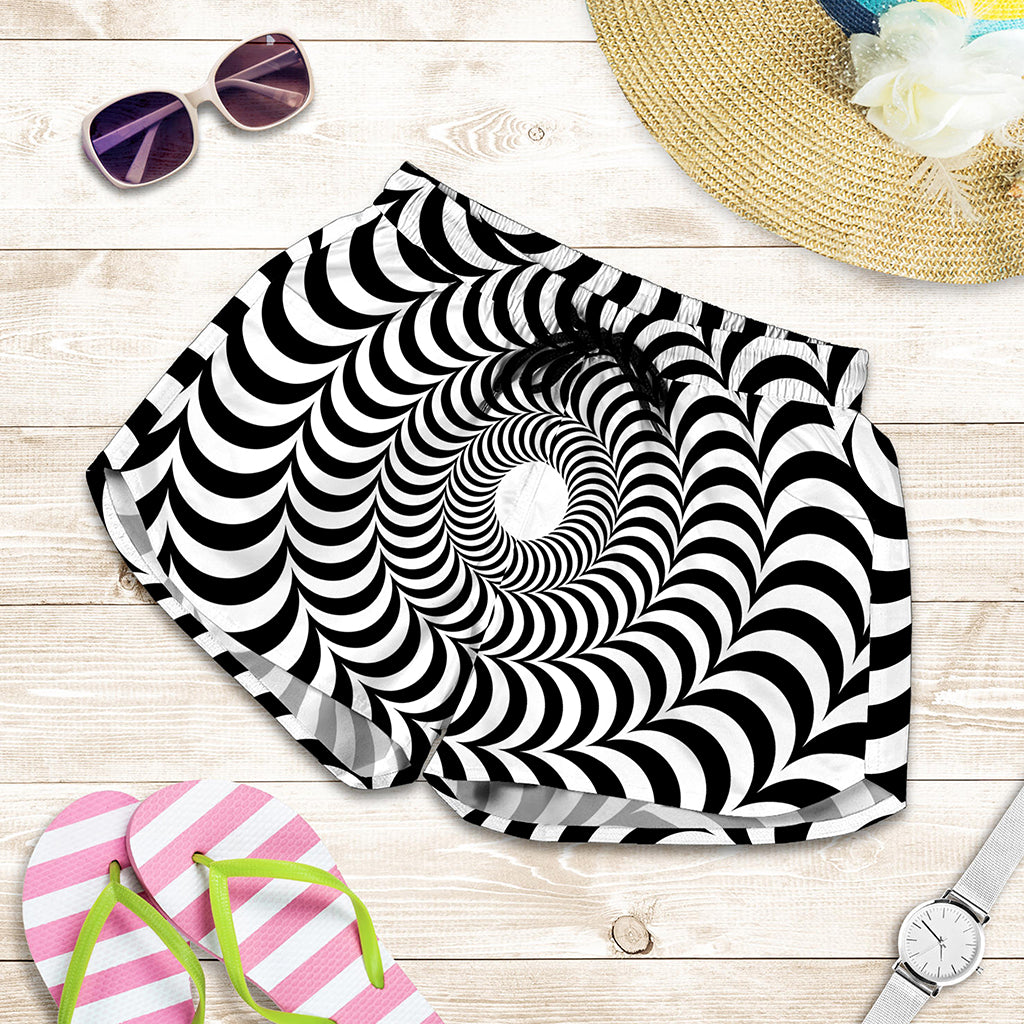 Black And White Circle Illusion Print Women's Shorts