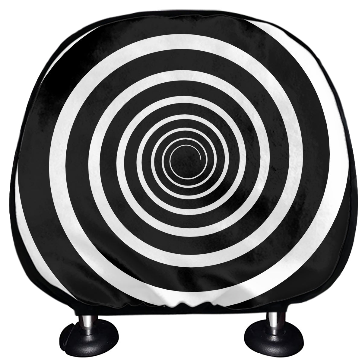 Black And White Circle Swirl Print Car Headrest Covers