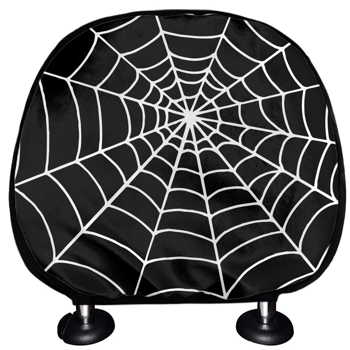 Black And White Cobweb Print Car Headrest Covers