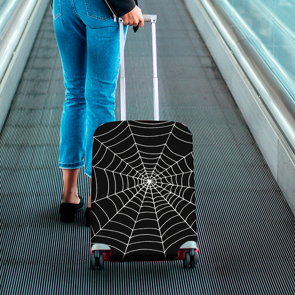 Black And White Cobweb Print Luggage Cover