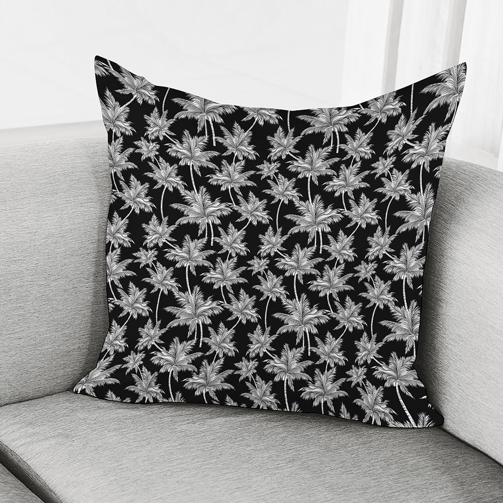 Black And White Coconut Tree Print Pillow Cover