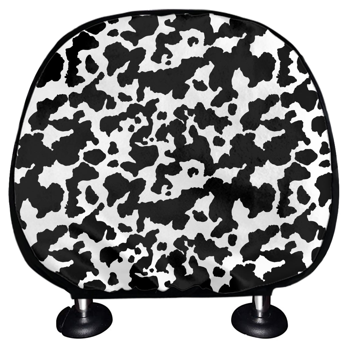 Black And White Cow Pattern Print Car Headrest Covers