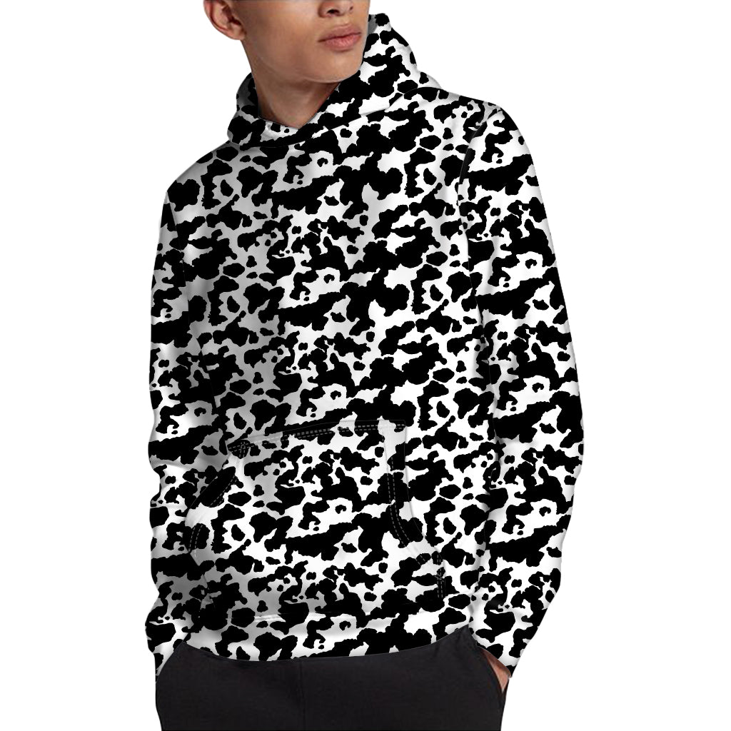 Black And White Cow Pattern Print Pullover Hoodie