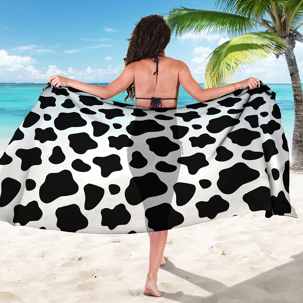 Black And White Cow Print Beach Sarong Wrap