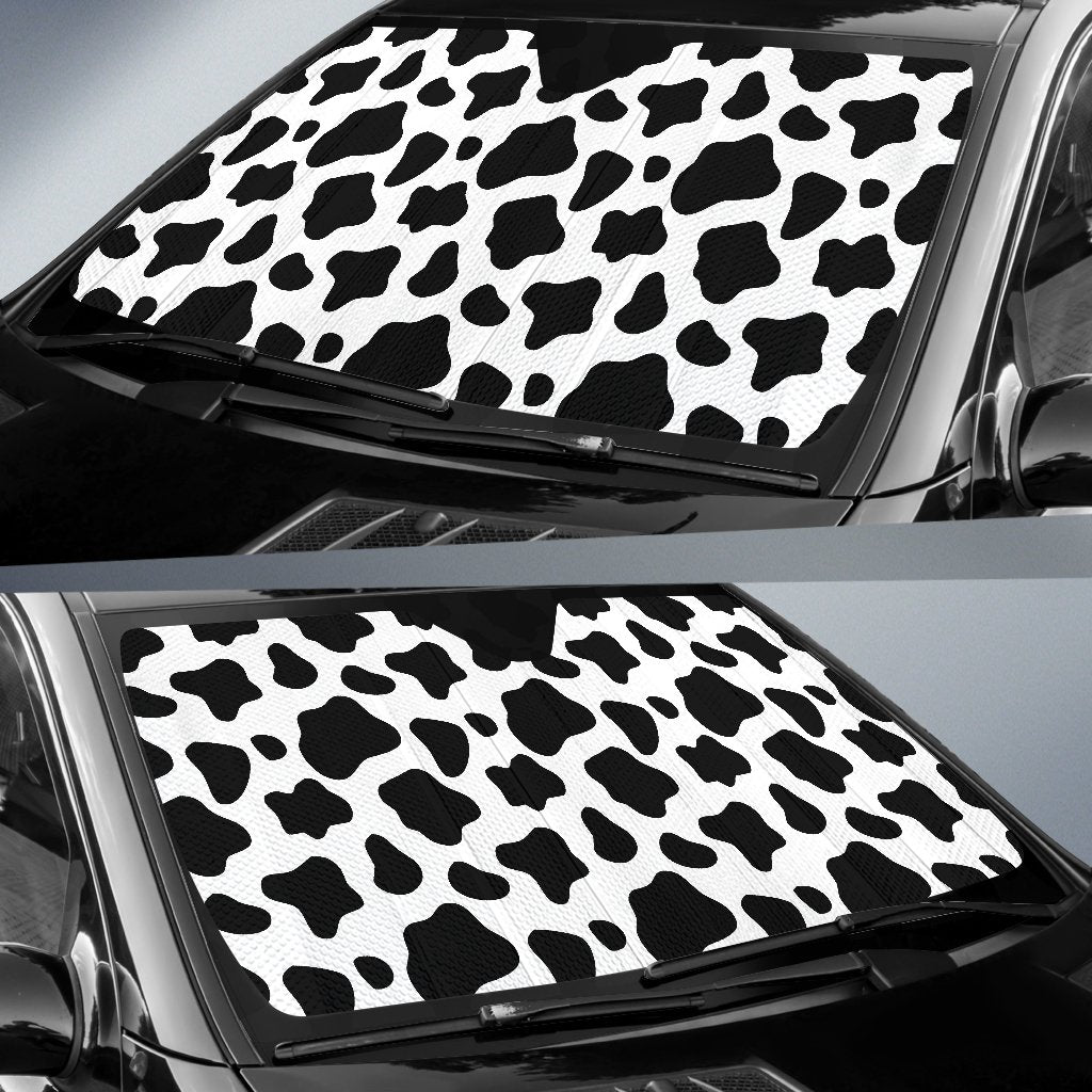 Black And White Cow Print Car Sun Shade GearFrost