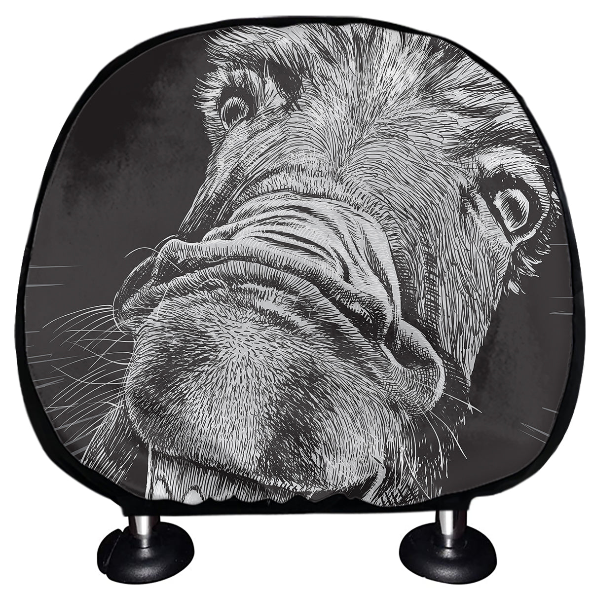 Black And White Crazy Donkey Print Car Headrest Covers