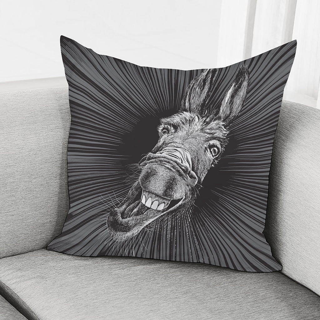 Black And White Crazy Donkey Print Pillow Cover