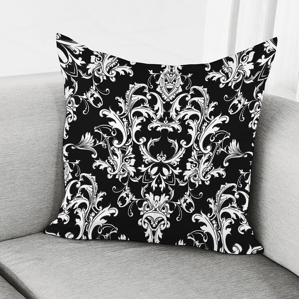Black And White Damask Pattern Print Pillow Cover