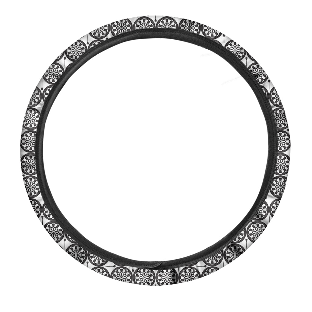 Black And White Dartboard Pattern Print Car Steering Wheel Cover