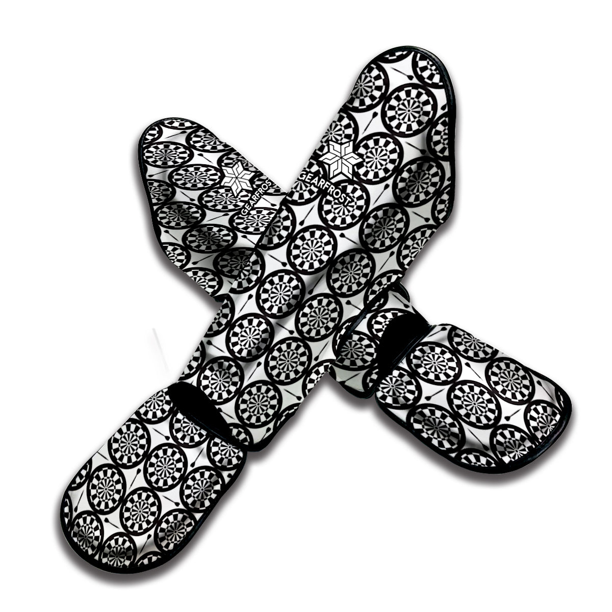 Black And White Dartboard Pattern Print Muay Thai Shin Guard