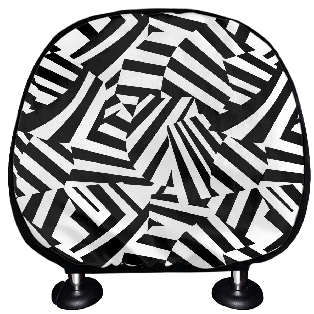 Black And White Dazzle Pattern Print Car Headrest Covers