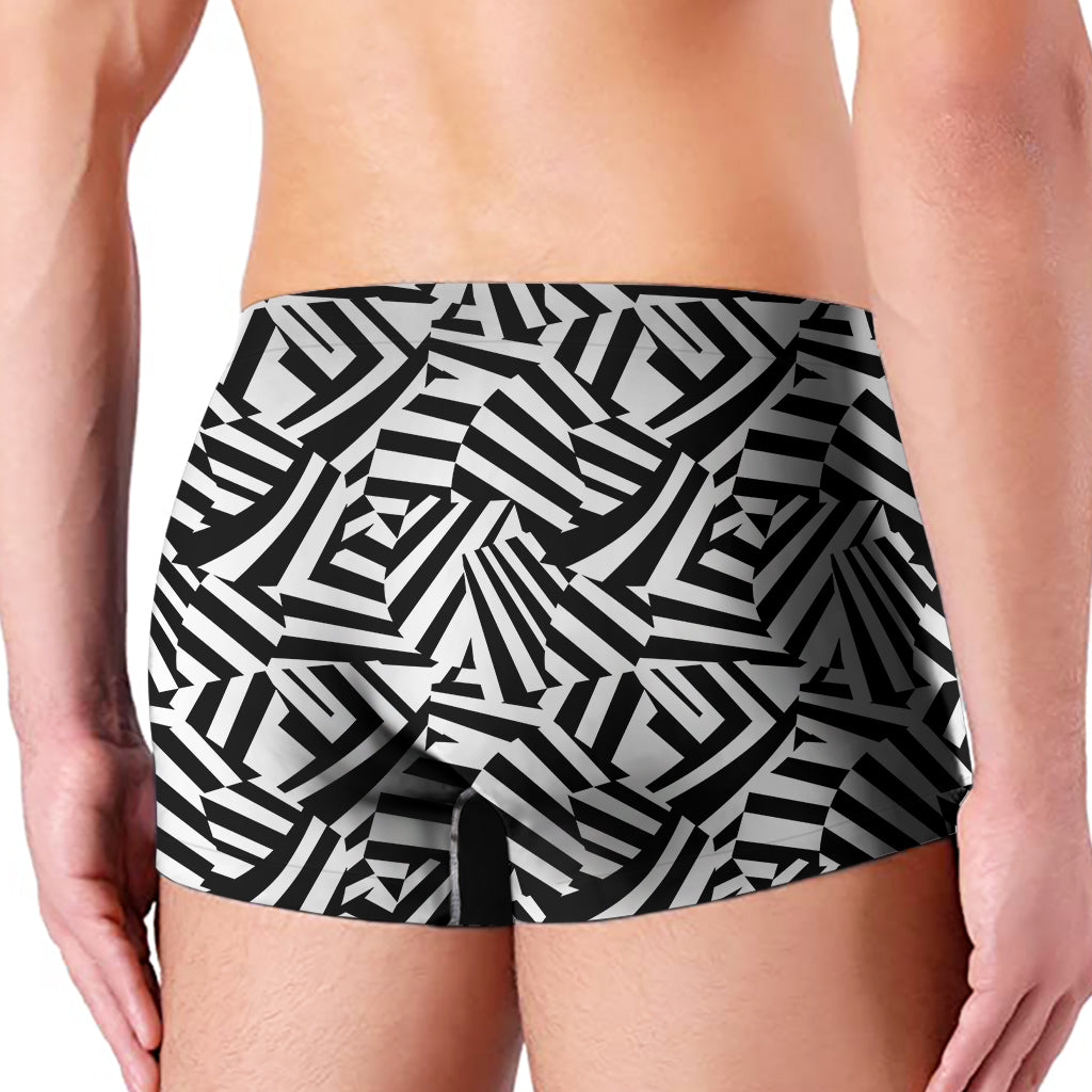 Black And White Dazzle Pattern Print Men's Boxer Briefs