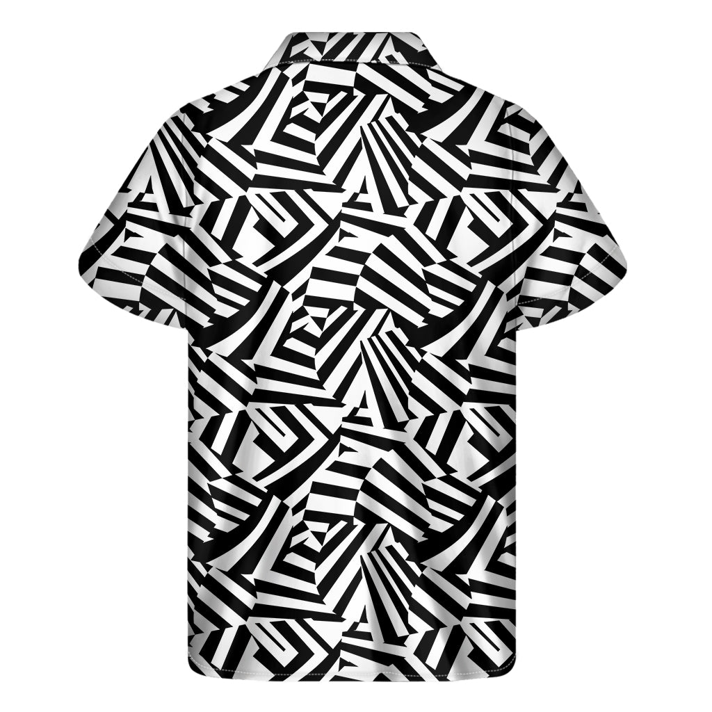 Black And White Dazzle Pattern Print Men's Short Sleeve Shirt