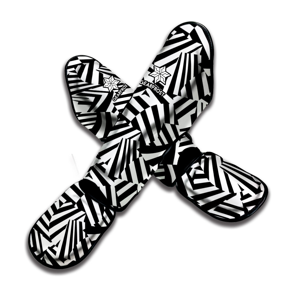 Black And White Dazzle Pattern Print Muay Thai Shin Guard