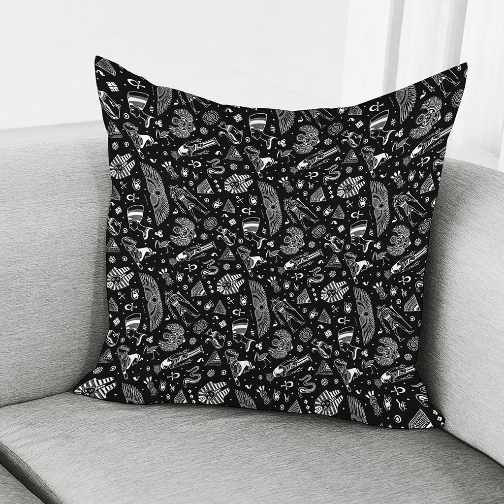 Black And White Egyptian Pattern Print Pillow Cover
