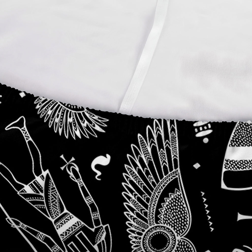 Black And White Egyptian Pattern Print Sofa Cover