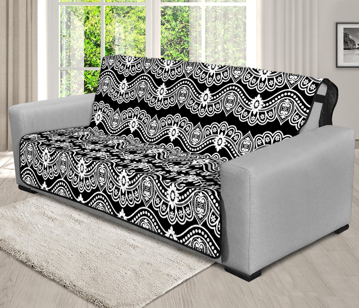 Black And White Ethnic Boho Print Futon Protector GearFrost