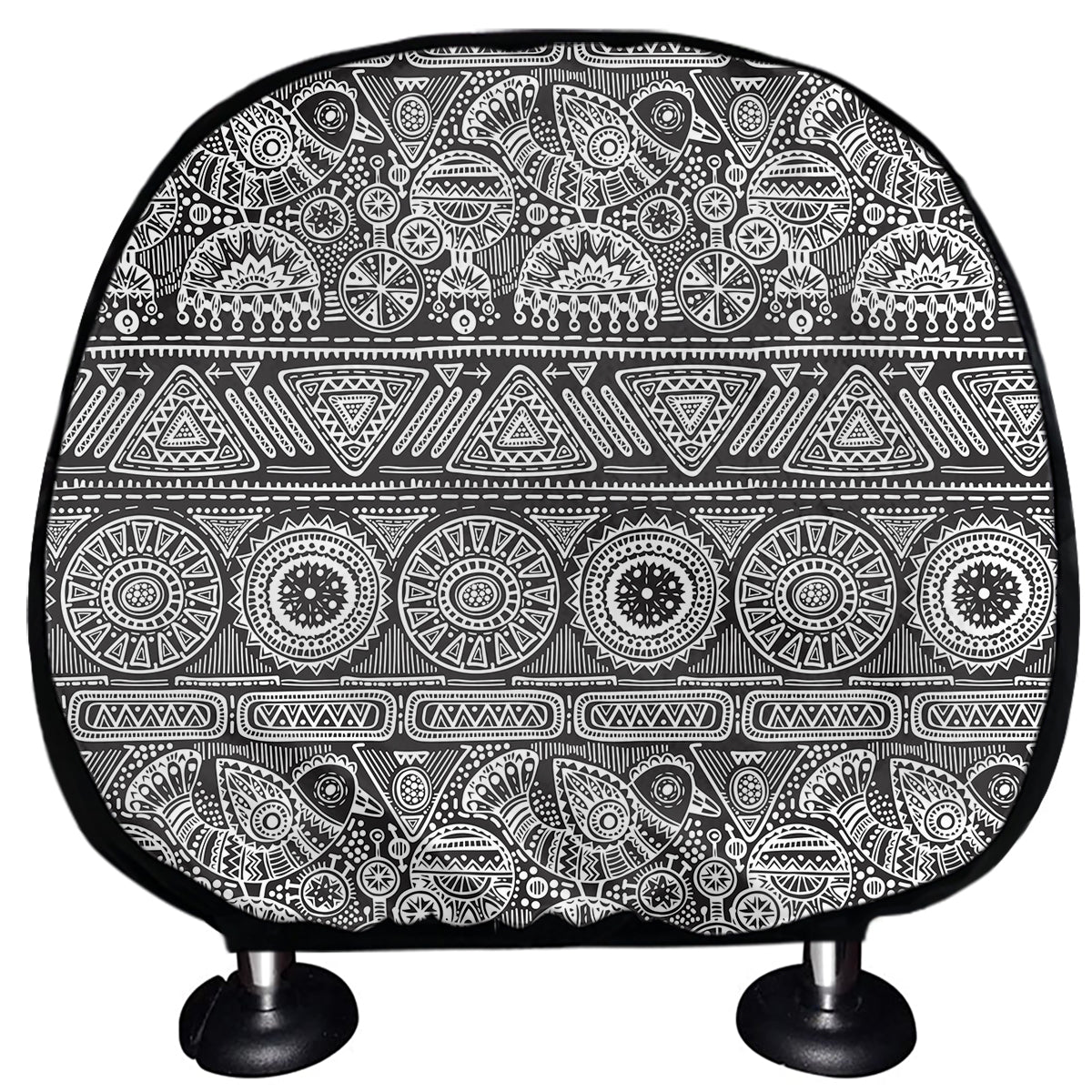 Black And White Ethnic Pattern Print Car Headrest Covers