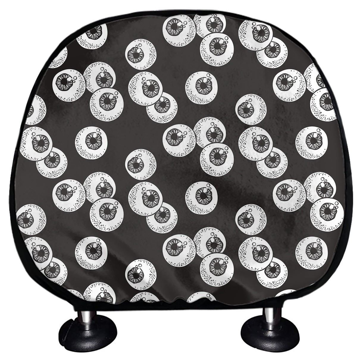 Black And White Eyeball Pattern Print Car Headrest Covers