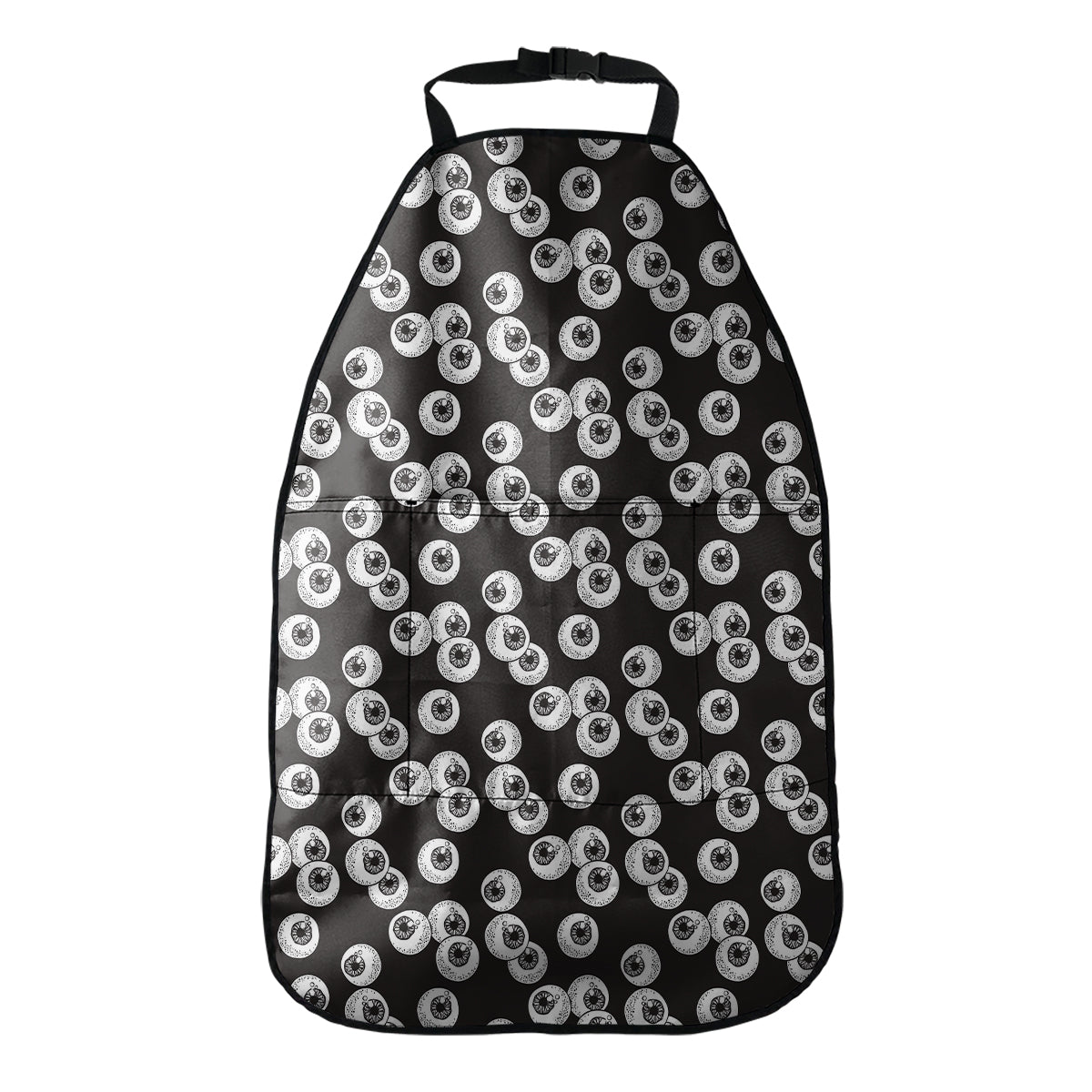 Black And White Eyeball Pattern Print Car Seat Organizers