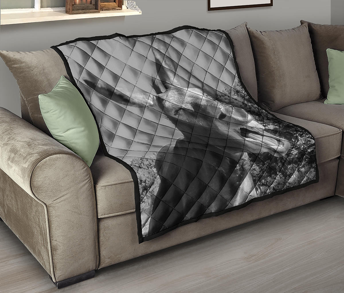Black And White Funny Donkey Print Quilt