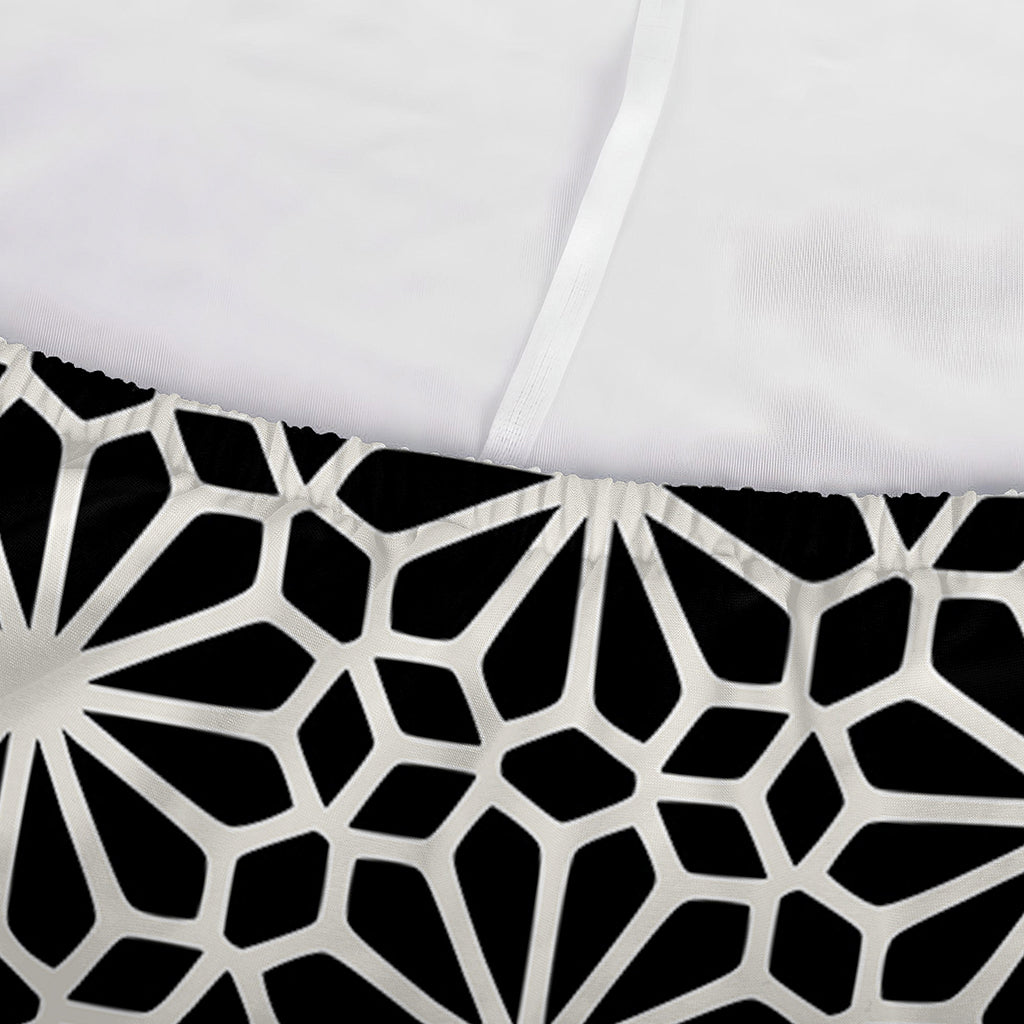 Black And White Geometric Floral Print Sofa Cover